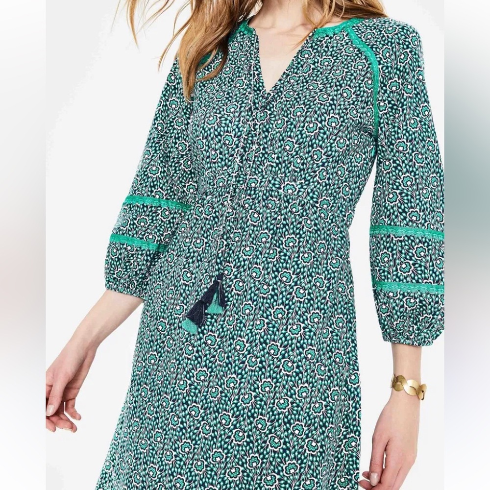 Boden Blue and White Long Sleeve Dress